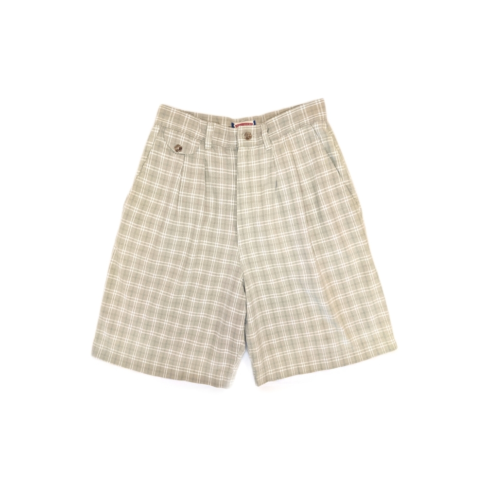 Vintage 90s Plaid High Rise Pleated Bermuda Shorts